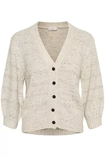 KAFFE damski sweter z dzianiny kardigan zapinany język rękawy, Broken White/Black Melange, L - Swetry damskie - miniaturka - grafika 1