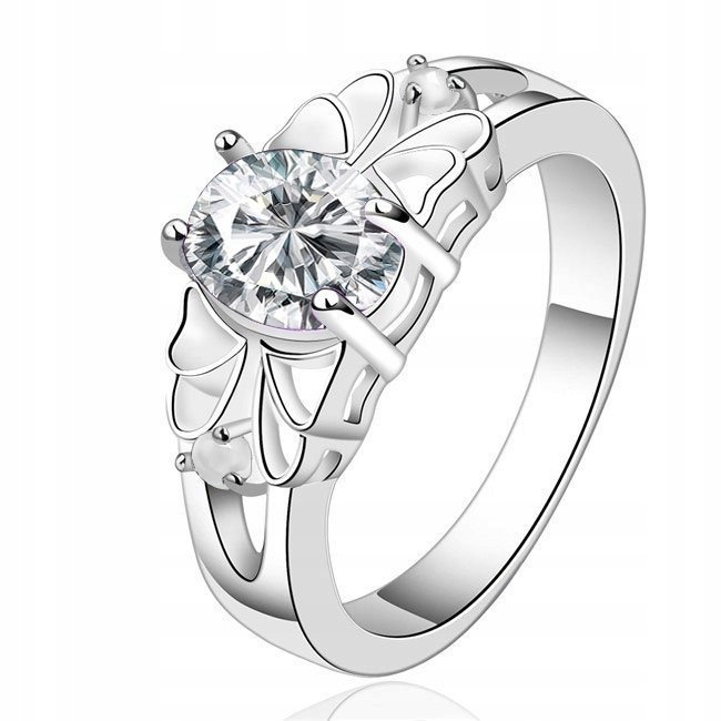 Srebrny Pierścionek Ażurowy Z Cyrkonią Rozmiar 11