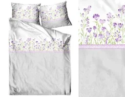 Greno Pościel bawełniana 160x200 Marion biała fioletowa szara kwiaty Bielbaw Premium - Pościel - miniaturka - grafika 1