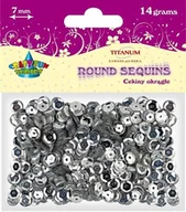 Dekoratorstwo - Titanum Cekiny okrągłe metaliczne średnicy 7mm 14g SREBRNE CRAFT-FUN CM6S 260075 6935 - miniaturka - grafika 1