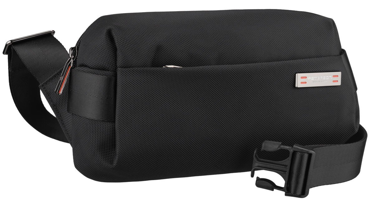 Saszetka męska czarna PETERSON lekka na suwak szeroki pasek listonoszka crossbody torebka na ramię