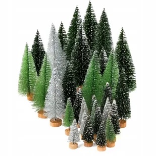 ZESTAW MINIATUROWYCH CHOINEK SZTUCZNYCH Z EFEKTEM ŚNIEGU DEKORACJA OZDOBA - Zabawki kreatywne - miniaturka - grafika 1