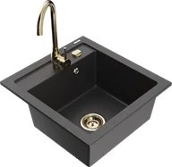 Zlewozmywaki z baterią - Mexen Vito zlewozmywak granitowy 1-komorowy z baterią kuchenną Telma, czarny nakrapiany - 6503-76-670200-50 - miniaturka - grafika 1