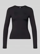 Bluzki damskie - Bluzka o kroju slim fit z długim rękawem i okrągłym dekoltem model ‘LULA’ - miniaturka - grafika 1