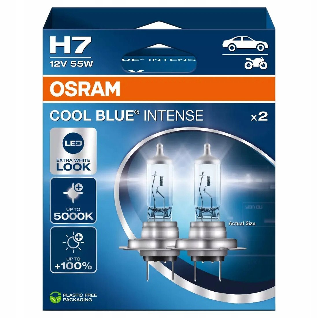 2x H7 Osram Zarówki 5000k Cool Blue Intense Led Extra White Look Duo Box