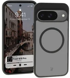 Bizon Etui z pierścieniem magnetycznym Case MatteO do Google Pixel 9/9 Pro, półprzezroczyste z czarną ramką - Etui i futerały do telefonów - miniaturka - grafika 1