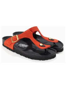 Sunbay Skórzane japonki "Camelia" w kolorze czerwonym - Klapki i japonki damskie - miniaturka - grafika 1