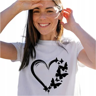 Koszulka T-Shirt Damska Z Nadrukiem Prezent Premium Motyle Serce Wzór L - Koszulki i topy damskie Koszulka T-Shirt Damska Z Nadrukiem Prezent Premium Motyle Serce Wzór L - Koszulki i topy damskie - miniaturka - grafika 1