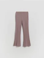 Spodnie i spodenki dla dziewczynek - Reserved - Prążkowane legginsy flared - fioletowy - miniaturka - grafika 1