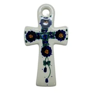 Ozdoby bożonarodzeniowe - Ceramiczny krzyż wiszący Ceramika Bolesławiec - miniaturka - grafika 1