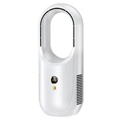 Wentylatory - Przenośny, bezłopatkowy wentylator biurkowy z portem USB, 6 prędkościami, cichy i panelem LED do sypialni, domu i biura (biały) - miniaturka - grafika 1