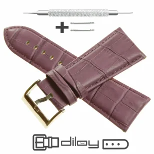 Pasek DILOY Superior 368EA.24.18 Skórzany Fioletowy 24 mm - GRATIS dwa teleskopy i narzędzie - Paski - miniaturka - grafika 1