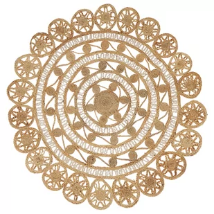 Beliani Dywan z juty okrągły 140 cm beżowy LALELI - Dywany - miniaturka - grafika 1