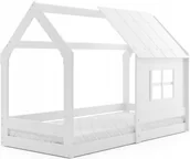 Łóżeczka i kojce - Łóżko dziecięce Domek z daszkiem 160x80 drewniane z materacem - miniaturka - grafika 1