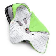 Śpiworki dla dzieci - Mikos Kocyk do fotelika becik rożek niemowlęcy śpiworek otulacz z kapturem do fotelika samochodowego wózka nosidełka bawełna 1039  ZIELONY - miniaturka - grafika 1