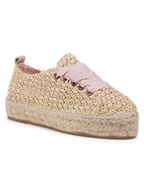 Espadryle damskie - Manebi Espadryle Sneakers D V 2.7 E0 Beżowy - miniaturka - grafika 1