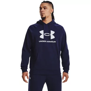 Męska bluza dresowa nierozpinana z kapturem Under Armour UA Rival Fleece Logo HD - granatowa - UNDER ARMOUR - Bluzy sportowe męskie - miniaturka - grafika 1