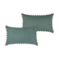 Poduszki dekoracyjne - Stof Poduszka Sanchez 30x50 zielona pompony - miniaturka - grafika 1