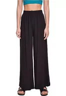 Spodnie damskie - Urban Classics Damskie spodnie z wiskozy, szerokie nogawki, czarne, Basics, Casual Wear, Streetwear, czarny, 5XL - miniaturka - grafika 1