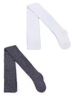 Rajstopy - Rajstopy dziewczęce bawełniane z lurexem biało-czarne 2PAK 116-122 YOCLUB - miniaturka - grafika 1