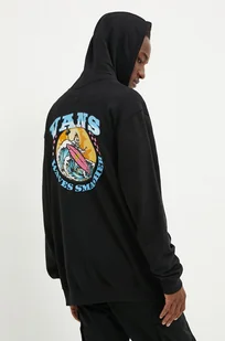 Vans bluza bawełniana męska kolor czarny z kapturem z nadrukiem VN000KJ1BLK1 - Bluzy męskie - miniaturka - grafika 1