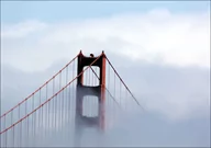 Plakaty - Fog rolls across the Golden Gate Bridge in San Francisco, Carol Highsmith - plakat 40x30 cm - miniaturka - grafika 1