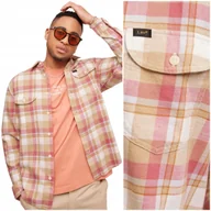 Koszule męskie - Lee WORKER SHIRT 2.0 Rust luźna pastelowa bawełniana koszula w kratę M - miniaturka - grafika 1