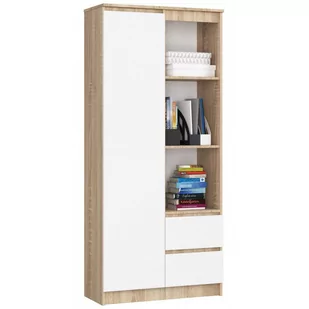 REGAŁ BIUROWY R 80 cm CLP R11 DĄB SONOMA / BIAŁY - Regały biurowe - miniaturka - grafika 1