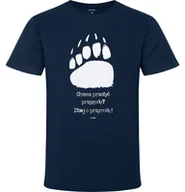 Koszulki męskie - Męski t-shirt z krótkim rękawem, z łapą niedźwiedzia, granatowy - miniaturka - grafika 1