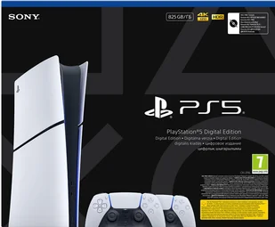 SONY PlayStation 5 Digital Slim Chassis E 825 GB z dwoma kontrolerami bezprzewodowymi DualSense - Konsole Playstation - miniaturka - grafika 1