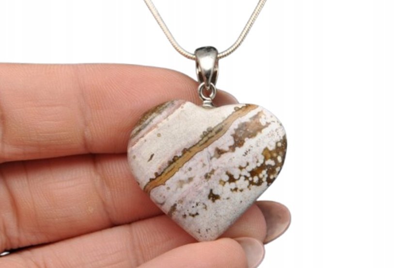 Jaspis Orbikularny Zawieszka Serce Fantastyczna Do Dekoracji Nr 25