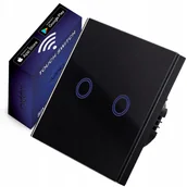 Wyłączniki światła i elektryczne - LUMENIX WŁACZNIK ŚCIENNY ŚWIATŁA BIANKA - DOTYKOWY SZKLANY PODWÓJNY CZARNY WIFI (RADIOWY) WS-BIANKA-06 - miniaturka - grafika 1