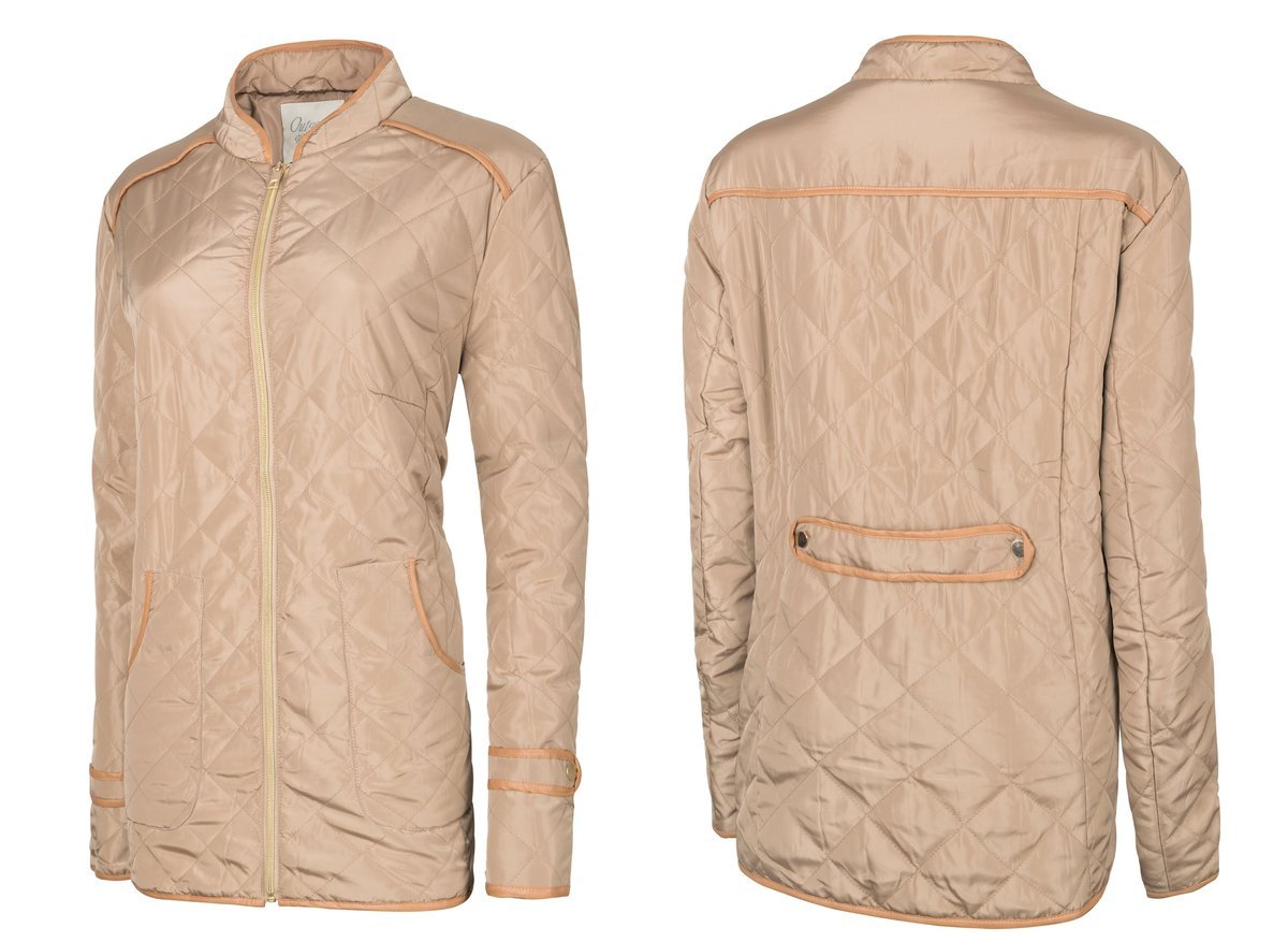 Pikowana Elegancka Kurtka Damska 50019 5XL camel