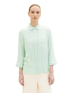 Bluzki damskie - TOM TAILOR Damski Bluzka 1035257, 31202 - Green White Stripe Woven, 40 - miniaturka - grafika 1