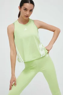 Koszulki sportowe damskie - adidas Performance top treningowy Hyperglam kolor zielony - grafika 1