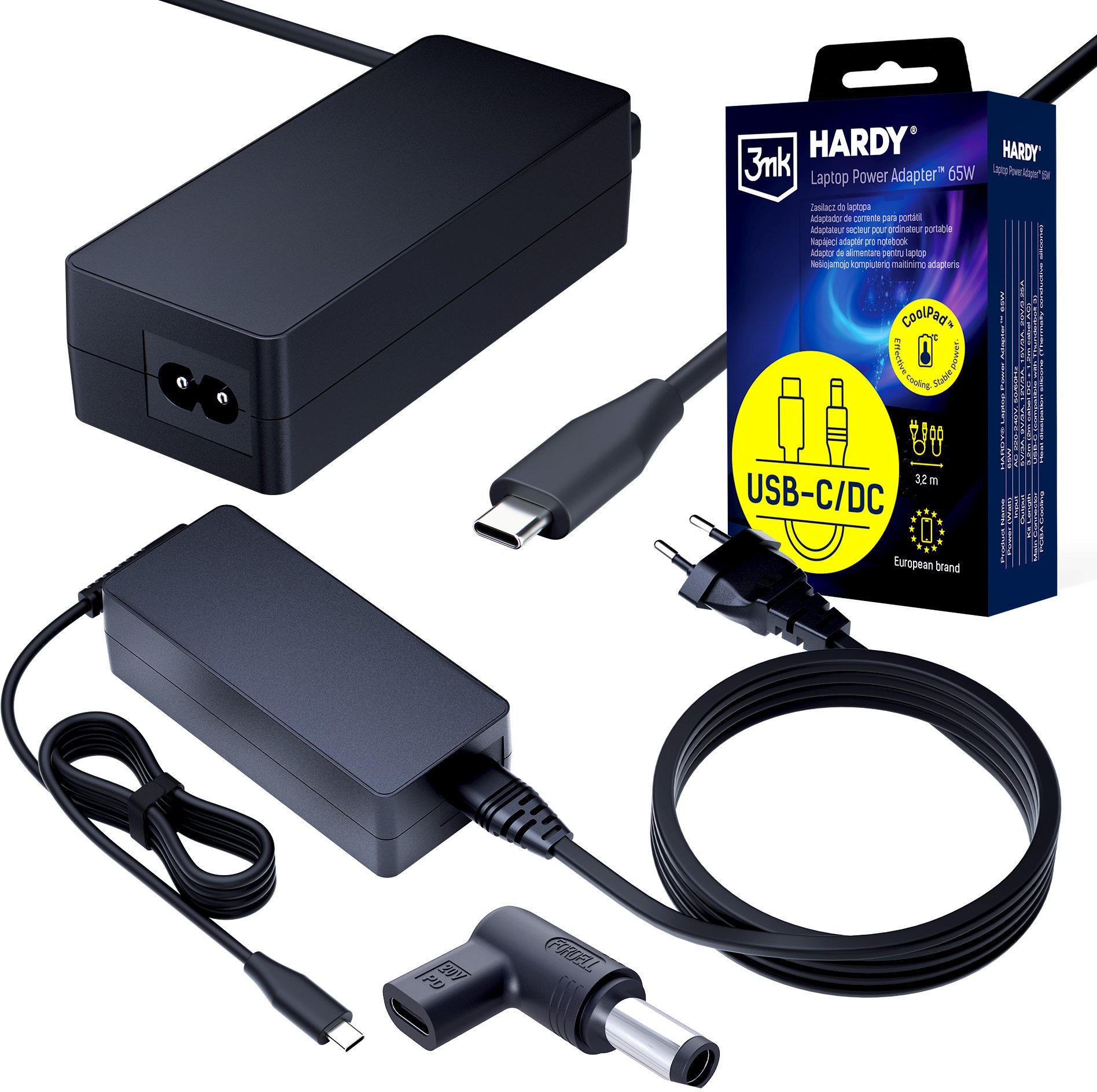 Zasilacz do laptopa Canyon Dell 20V USB-C DC 7.4 x 5.0 - 3mk Hardy Power Adapter