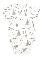 Body dla niemowląt - Chłopięce Body bawełniane krótki rękaw Indiański Wzór biały, Nicol,r.56 - miniaturka - grafika 1