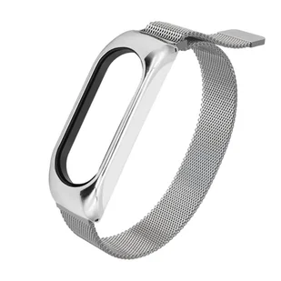 Hurtel Zamienna metalowa opaska bransoleta pasek do Xiaomi Mi Band 5 / Mi Band 4 / Mi Band 3 srebrny - Akcesoria do smartwatchy - miniaturka - grafika 1