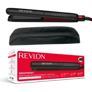 REVLON SmoothStay 25 mm RVST2211PE Prostownica do włosów 25 mm z dodatkiem odżywki z olejkiem kokosowym i etui - Prostownice i karbownice do włosów - miniaturka - grafika 1