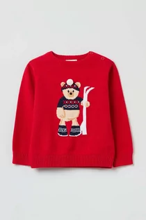 Swetry dla chłopców - OVS sweter bawełniany niemowlęcy kolor czerwony - grafika 1