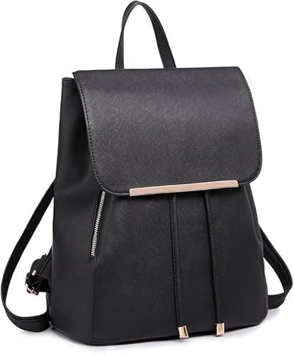Miss Lulu Plecak damski mały wodoodporny plecak na co dzień plecaki miejskie skóra PU do podróży do pracy szkoły, 1-b czarny, Jeden rozmiar, Retro