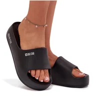 Klapki i japonki damskie - Klapki Damskie Piankowe Na Masywnej Platformie Big Star SS274721 Czarne-36 - miniaturka - grafika 1