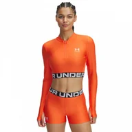 Koszulki i topy damskie - Damski longsleeve treningowy Under Armour Heatgear Rib 1/4 Zip Ls - pomarańczowy - miniaturka - grafika 1
