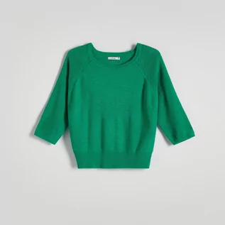 Swetry damskie - Reserved - Gładki sweter - Zielony - grafika 1