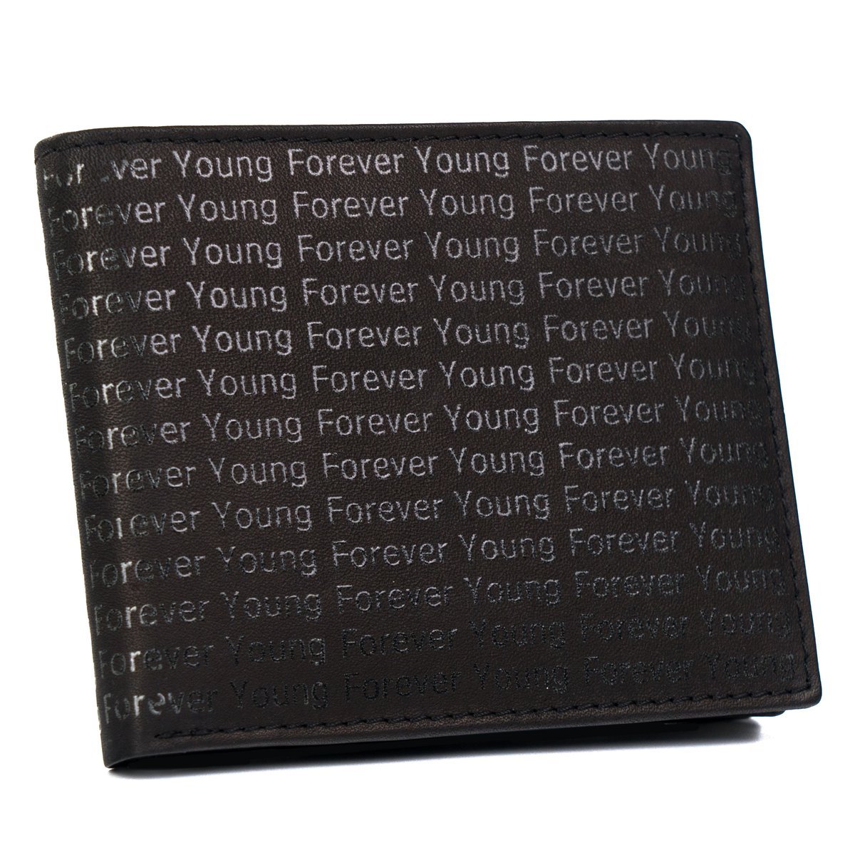 Czarny portfel męski z monogramem Forever Young