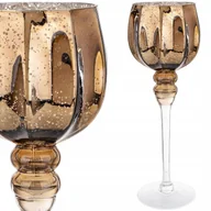 Świeczniki - Świecznik szklany kielich na nóżce brązowy 35 cm podstawka na świecę - miniaturka - grafika 1