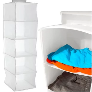 Organizer Wiszący Do Szafy Na Ubrania 5 Półek Biały - Meble modułowe i akcesoria Organizer Wiszący Do Szafy Na Ubrania 5 Półek Biały - Meble modułowe i akcesoria - miniaturka - grafika 1