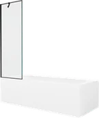 Wanny - Mexen Vega wanna prostokątna 180 x 80 cm z obudową i parawanem 1-skrzydłowym 60 cm, czarny wzór - 550118080X9506007070 - miniaturka - grafika 1