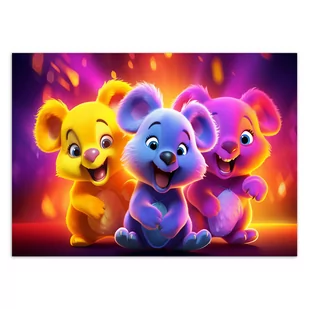 Fototapeta, Neonowe niedźwiadki abstrakcja (Rozmiar 100x70) - Fototapety - miniaturka - grafika 3