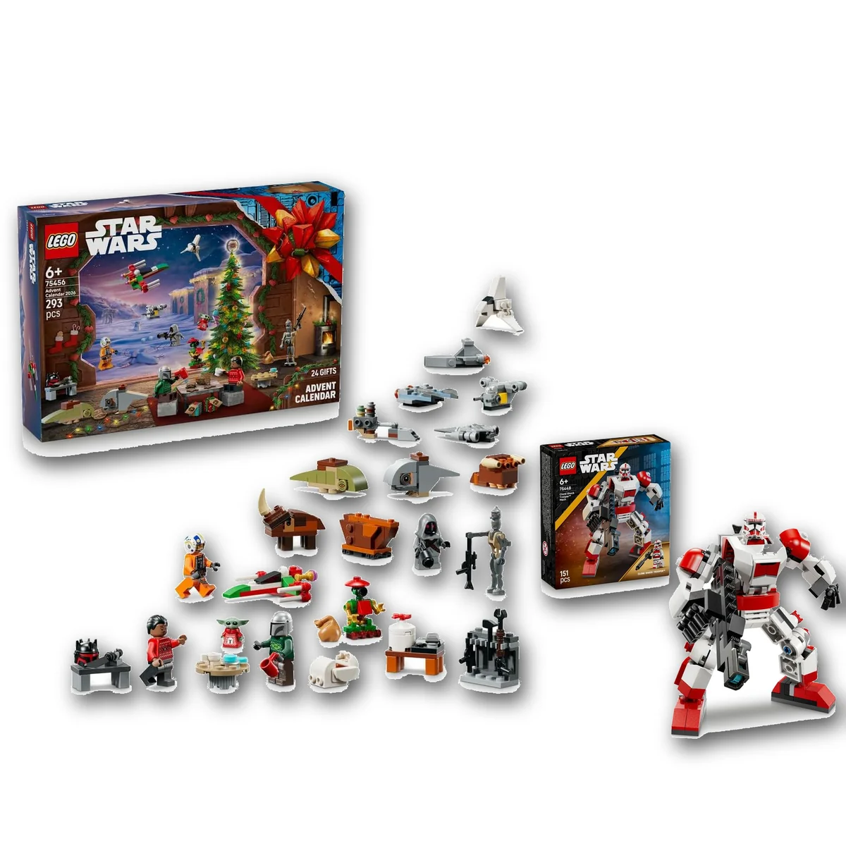 LEGO Star Wars ZESTAW Kalendarz adwentowy 2026 75456 + Mech klona Shock Troopera 75448 - 444 elementy, 24 niespodzianki